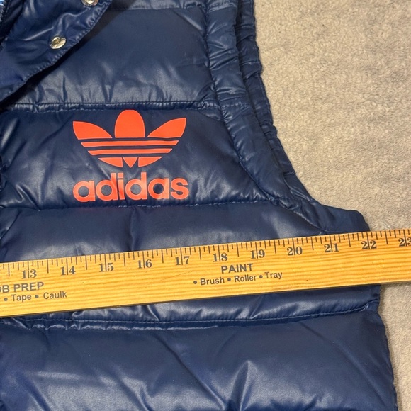 Adidas Puffer Jacket Vest Mens Medium Blue Essentials Pockets Down - Picture 4 of 6